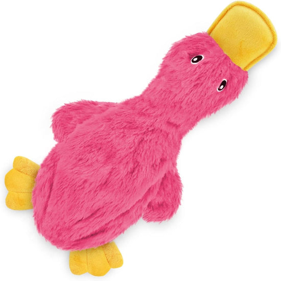 Pink duck-shaped soft squeaky dog toy supplier photograph