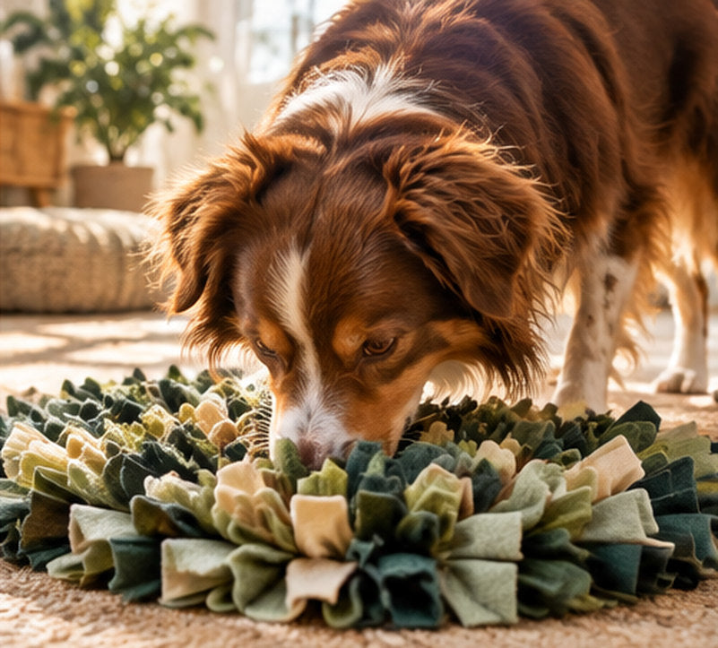 Illustrative lifestyle photo for Sniff & Forage dog enrichment products