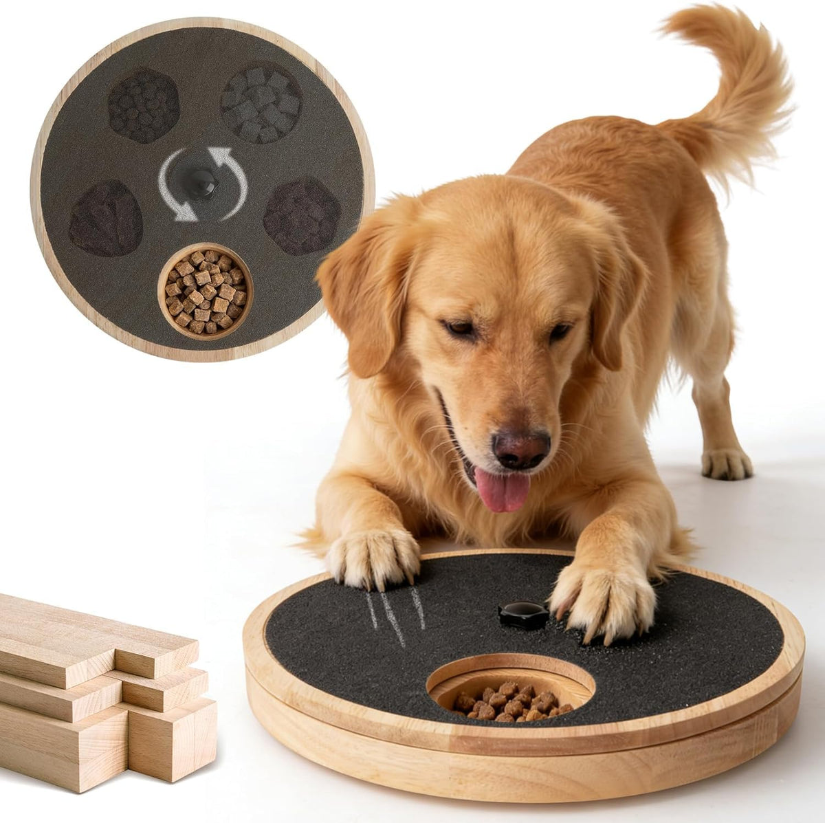 Wooden dog nail scratch board with a treat box