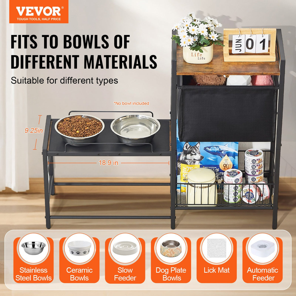 Product image of Raised Dog Feeding Station with Storage